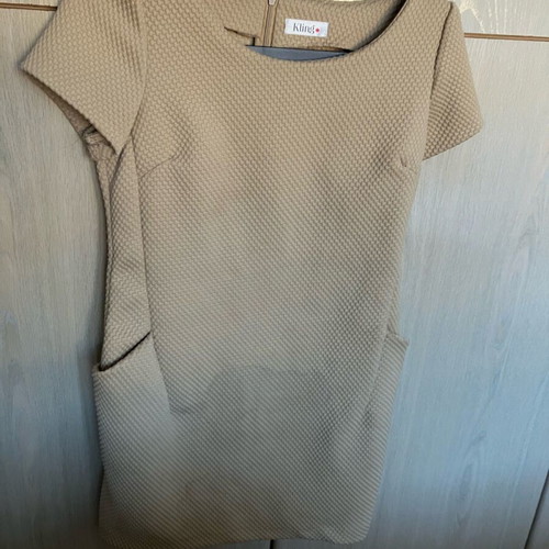 Quilted dress with pockets Medium used, beige camel