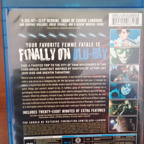 Black Lagoon Blu-ray and DVD combo pack like new with bonus extras