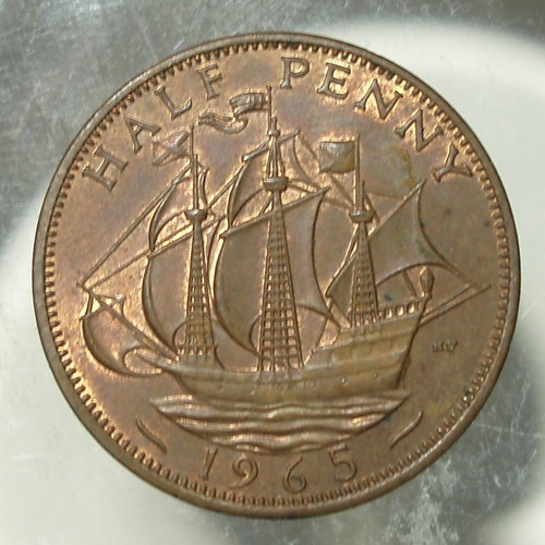 Half Penny coin used, lot of 3, United Kingdom