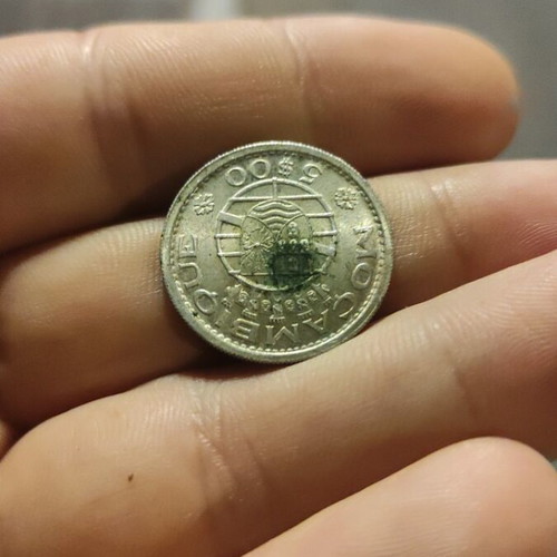 Silver coin Portugal 1960 used, 0.650° purity