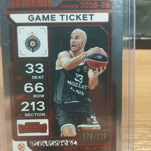Panini Contenders EuroLeague Nick Calathes Game Ticket Orange #33/275 new