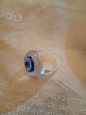 Evil Eye Ring used, white and blue, unisex