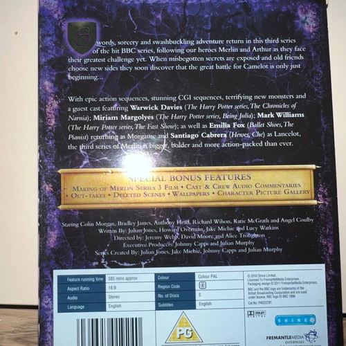 Merlin Boxset DVD Season 3 like new, personally autographed by main cast