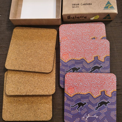 Bulurru Authentic Aboriginal Art Drink Coasters, set of 6