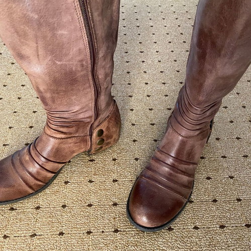 DELTA vintage-style genuine leather women's boots, brown, size 36