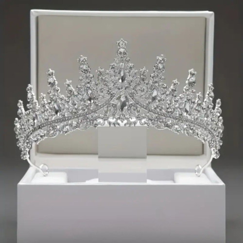 Bridal crown with crystal rhinestones silver tiara new