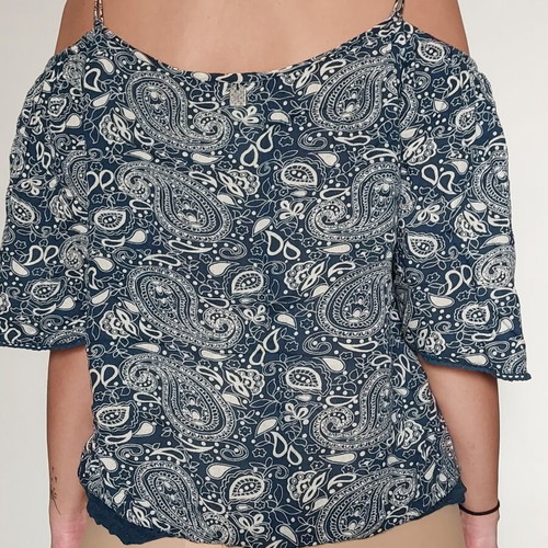 Boho top A.L.E. like new, black and blue with paisley