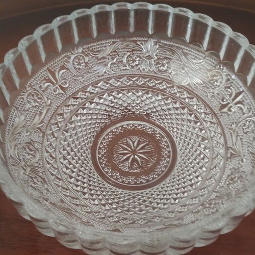 Vintage glass serving set, 22 pieces with embossed designs