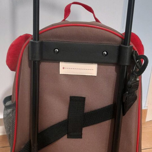 Skip Hop Zoo Monkey Kids Suitcase used, brown and red