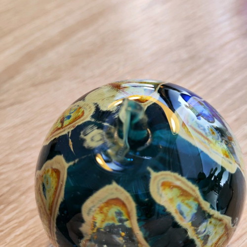 Mdina Glass Malta glass apple paperweight used