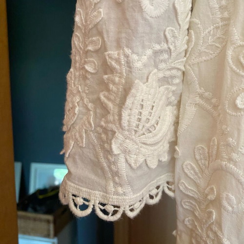 Zara lace coat white like new, cotton lace knee length
