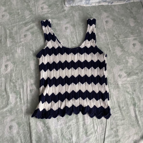 Vintage crochet top 90s Y2K white blue new