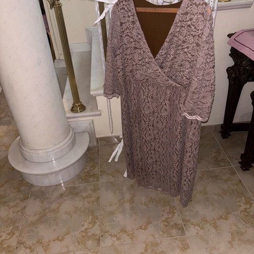 Oversize dress XXL-XXXL handmade lace and drape with pearls like new