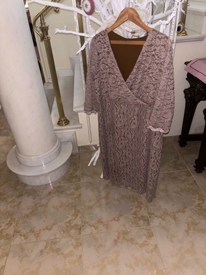 Oversize dress XXL-XXXL handmade lace and drape with pearls like new