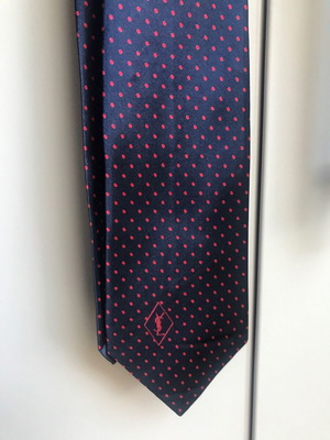 Silk tie YSL blue polka dot like new, all silk