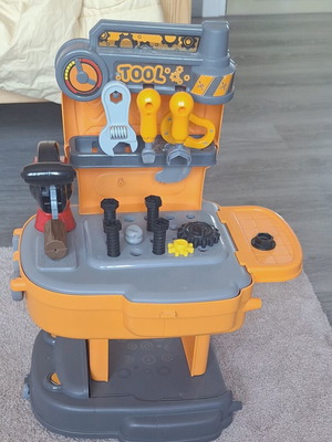 Children's 2-in-1 Tool Case used with workbench and accessories