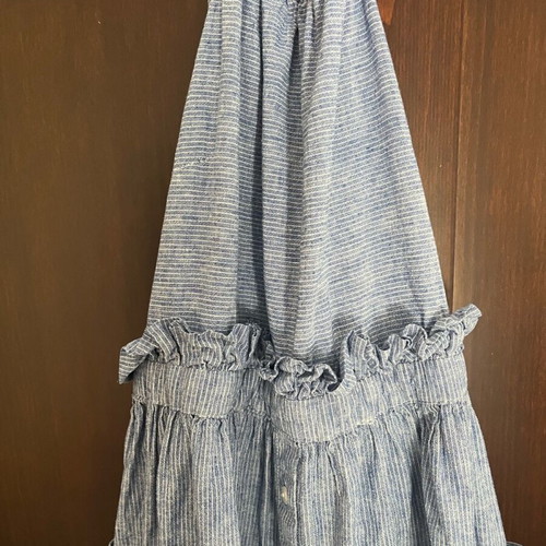 Mango dress like new, cotton with linen, backless, blue
