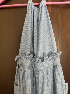Mango dress like new, cotton with linen, backless, blue