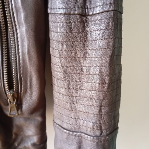 Verdi women's leather perfecto jacket brown new size L
