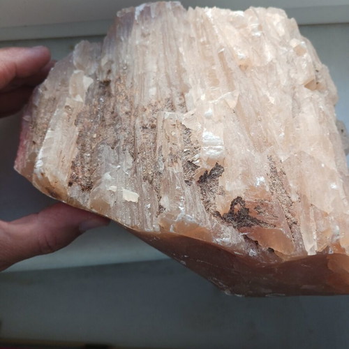 Aragonite mineral new, natural salmon pink crystal specimen