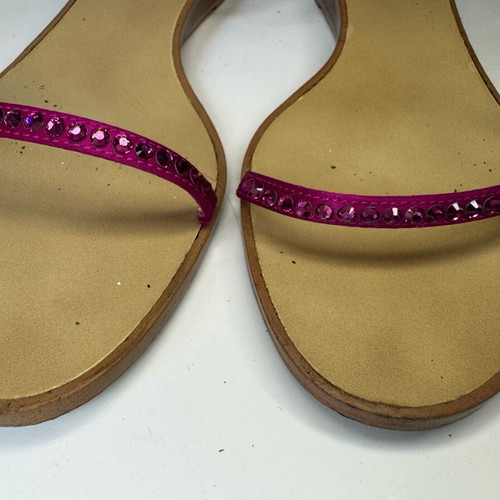 Nine West flat sandals used, fuchsia with crystals, size 38