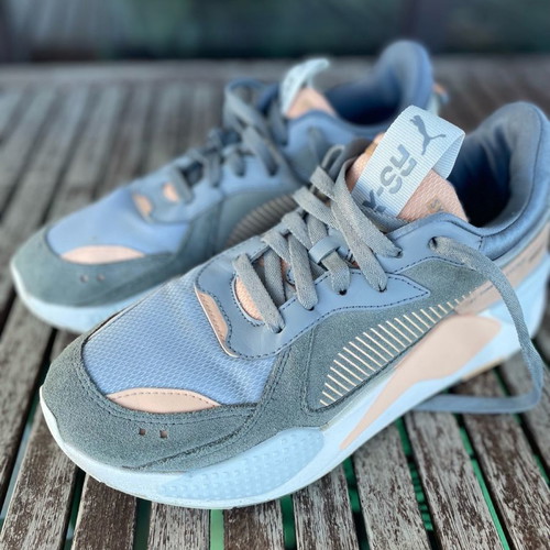 PUMA RS-X athletic shoes used, size 41, gray and light blue