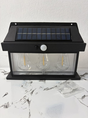 Solar Outdoor Wall Lamp BK-888-3 with 3 LED Bulbs and Motion Sensor