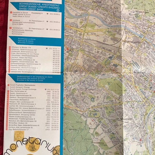 Zurich vintage foldable map 1974 like new
