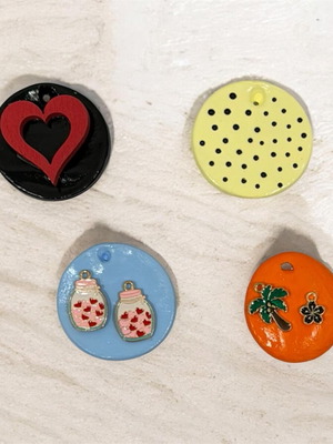 Fridge magnets new, clay with various designs and colors