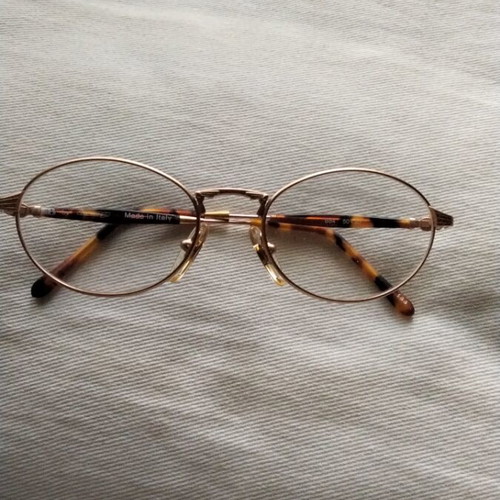 Vintage Italian Oval Metal Eyeglass Frame like new, brown and gold