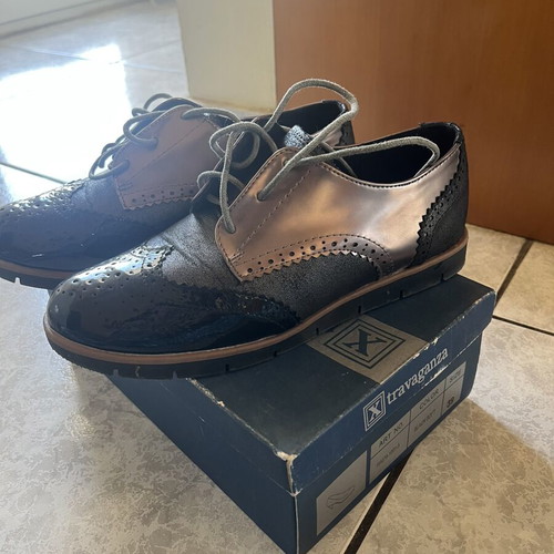Verde Oxford shoes size 38 like new, black and rose gold