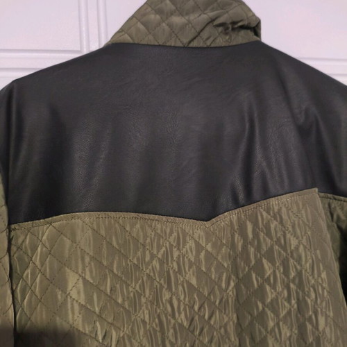 Plus Size Jacket new NoS khaki with black quilted and leather details