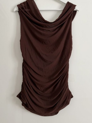 Women's Brown Blouse New With Shirring Detail