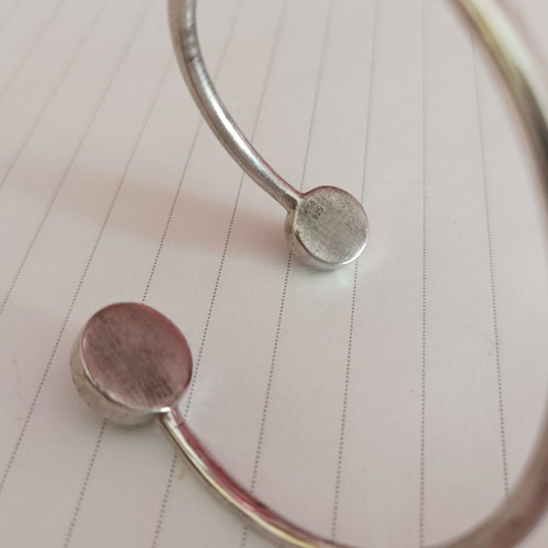 Gregio silver S925 bangle bracelet used with agate stones