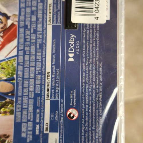 Sonic The Hedgehog 2 DVD new, animation