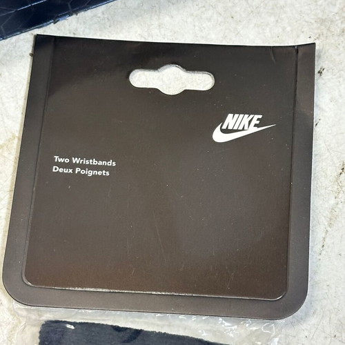 Nike wristbands set of 2 black with white Swoosh, new