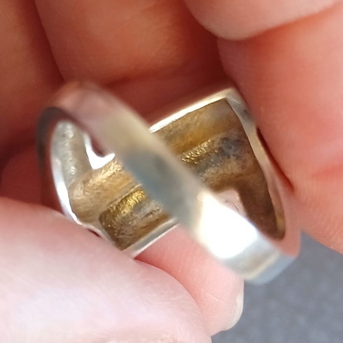 Silver 925 and 14K gold ring like new, minimal design