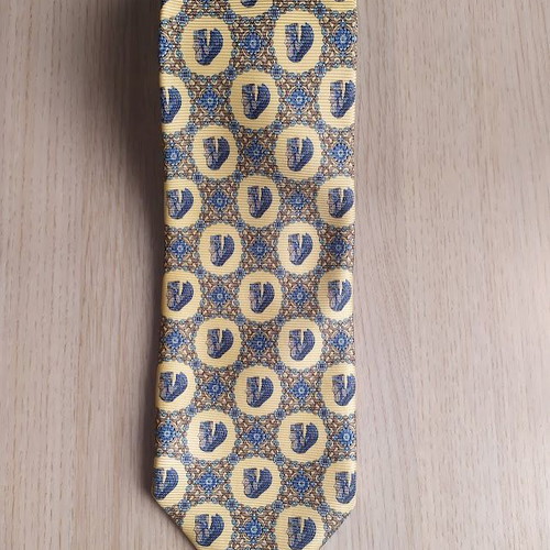 S.T.Dupont silk men's tie like new yellow and turquoise