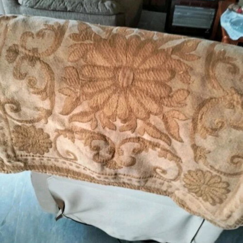Large pillow cover used, 62x62 cm, durable fabric, yellow-gold