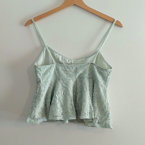 Bershka lace top, mint green, size Medium