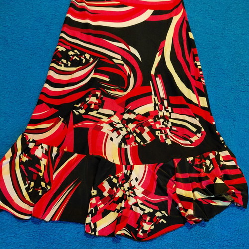 Dress with Spaghetti Straps like new, black and red, asymmetrical ruffle
