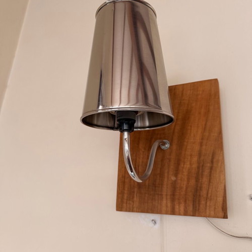 Set of 2 decorative wall lights with teak wood like new