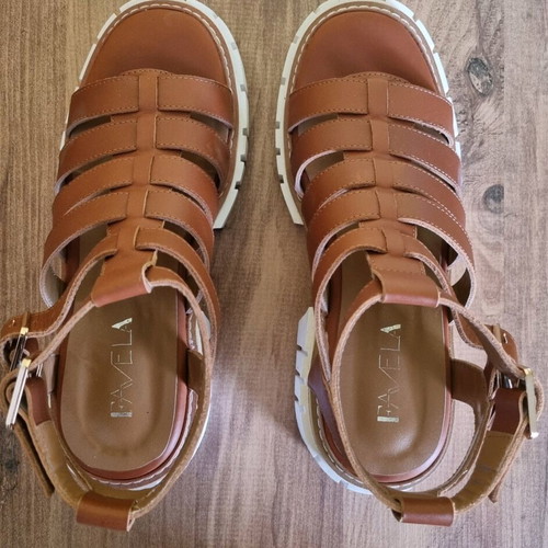 Favela Flatform Sandals No38 Like New Brown Leather