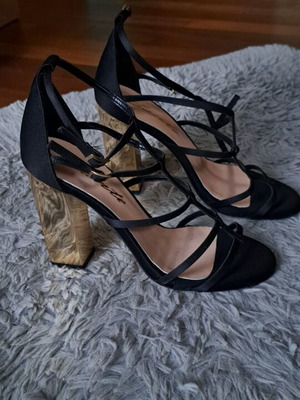 Sante high-heeled sandals, black and gold