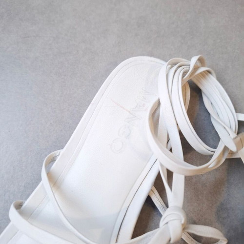 Mango white genuine leather strappy sandals size 38