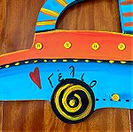  Handmade παιδική κρεμάστρα σε σχήμα αυτοκίνητο «Γέλιο & Χαρά»