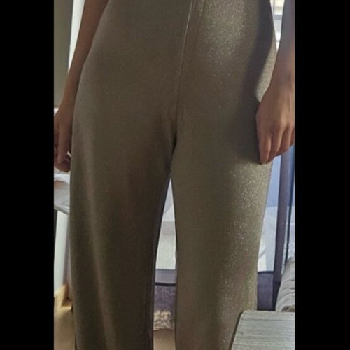 Nadia Rapti Grand Finale lurex jumpsuit new, beige and silver