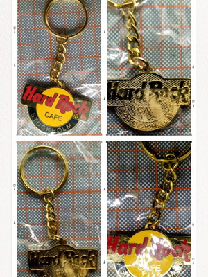 Hard Rock Cafe Stockholm vintage collectible keychain new, multicolor, gold-tone