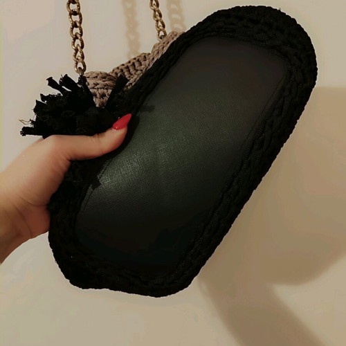 Women's shoulder bag new handmade black and beige
