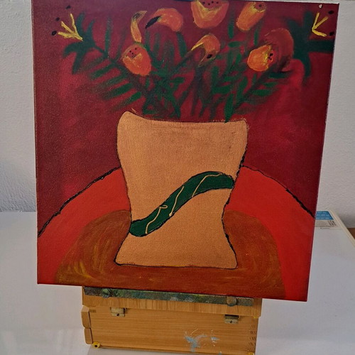 Painting stand used with 2 storage drawers
